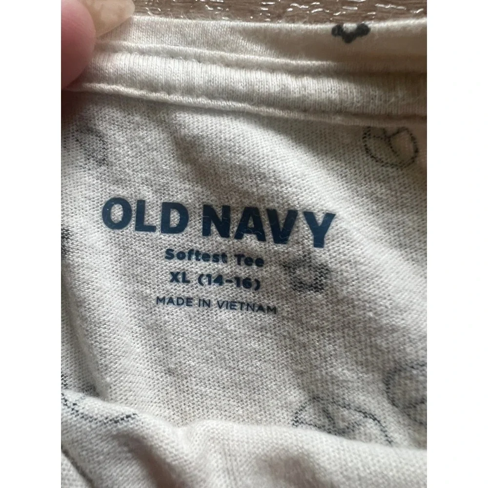 Old‎ Navy Long Sleeve Tee Kids XL 14-16 Cream Peace Sign Flower Softest Tee